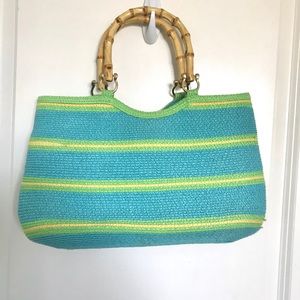 Beautiful Beachy Striped Straw Purse